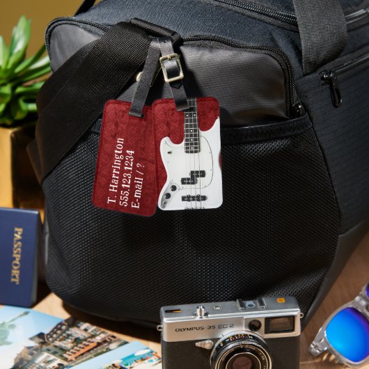 エレキギターパーソナライズされたレッドラゲージタグ ラゲッジタグ (正面&裏面)