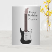 エレキギターパーソナライズされた甥誕生日 カード (黄色い花)