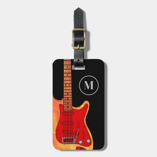 エレキギターパーソナライズされた ラゲッジタグ (正面縦)