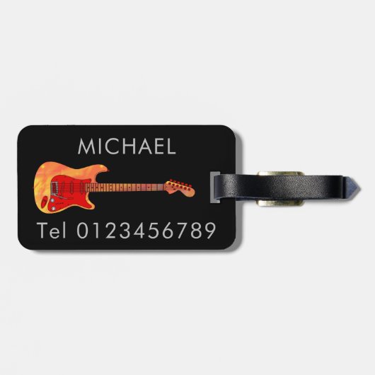 エレキギターパーソナライズされた ラゲッジタグ (裏面横)