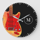 エレキギターパーソナライズされた ラージ壁時計 (正面)