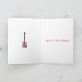 エレキギターピンクギタリスト女子誕生日カード カード (内部)