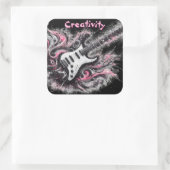 エレキギターピンクブラックミュージックギター スクエアシール (バッグ)