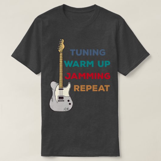 エレキギタープレーヤーの楽器面白いリピーター Tシャツ (デザイン正面)
