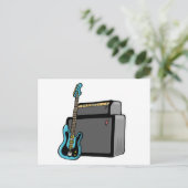 エレキギターベースとアンプ ポストカード (スタンド正面)