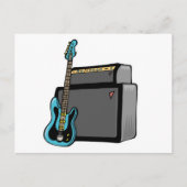 エレキギターベースとアンプ ポストカード (正面)