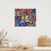 エレキギターポップ・アートのミュージックアート60ズジョッカーズワイルド ポスター (キッチン)