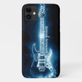 エレキギターミュージシャンブルーブラックタイポグラフィiPh Case-Mate iPhoneケース (裏面)