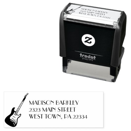 エレキギターミュージシャン音楽先生 セルフインキングスタンプ (インサイチュ)