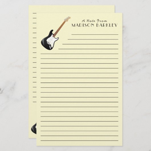 エレキギターミュージシャン音楽先生 便箋 (正面/裏面)