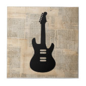 エレキギターミュージックアート新聞文字 タイル (正面)