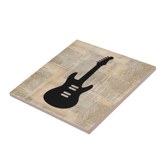 エレキギターミュージックアート新聞文字 タイル (側面)