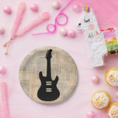 エレキギターミュージックアート新聞文字 ペーパープレート (パーティー)