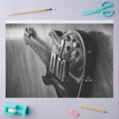 エレキギターモノクロティッシュペーパー 薄葉紙 (クラフト)