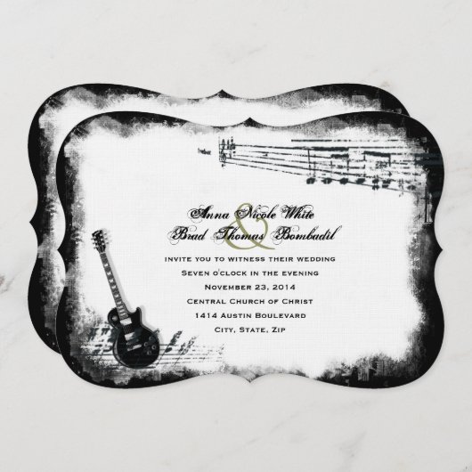 エレキギターラフミュージック結婚式招待状 招待状 (正面/裏面)