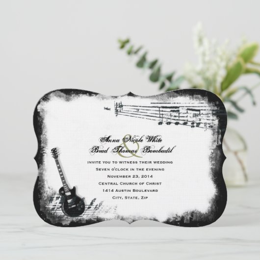 エレキギターラフミュージック結婚式招待状 招待状 (スタンド正面)