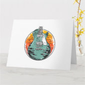 エレキギターレトロサンセットヴィンテージミュージックバンドGU カード (黄色い花)