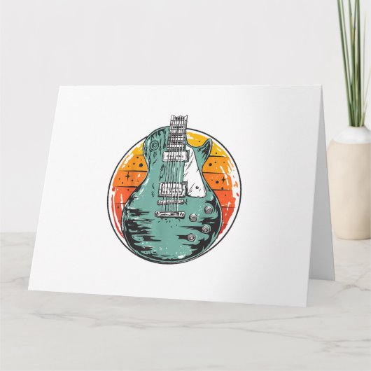 エレキギターレトロサンセットヴィンテージミュージックバンドGU カード (正面)