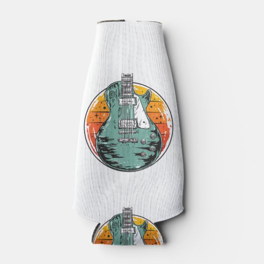 エレキギターレトロサンセットヴィンテージミュージックバンドGU ボトルクーラー (正面)