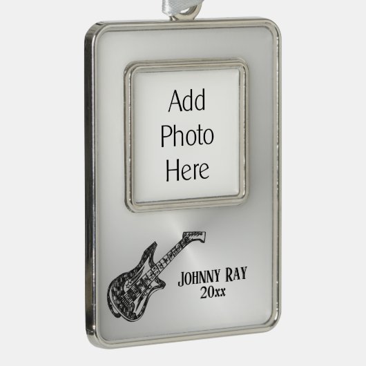 エレキギター個人写真年号 シルバープレートフレームオーナメント (右)