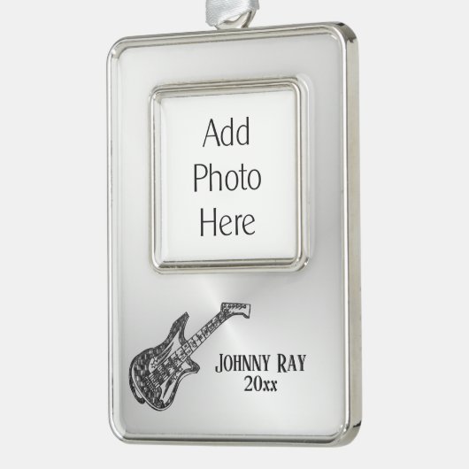 エレキギター個人写真年号 シルバープレートフレームオーナメント (左)