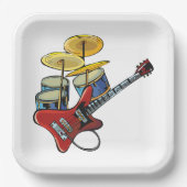 エレキギター及びドラム ペーパープレート (正面)