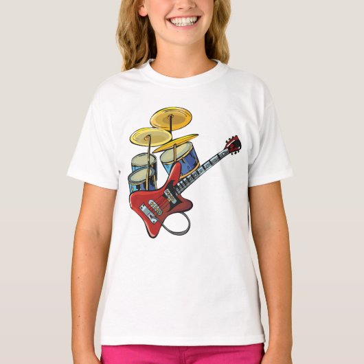 エレキギター及びドラム Tシャツ (正面)