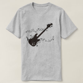 エレキギター及び音楽ノートのパーソナライズなギフト Tシャツ