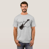 エレキギター及び音楽ノートのパーソナライズなギフト Tシャツ (正面フル)