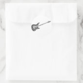 エレキギター形ワードアートブラック文字 ラウンドシール (バッグ)