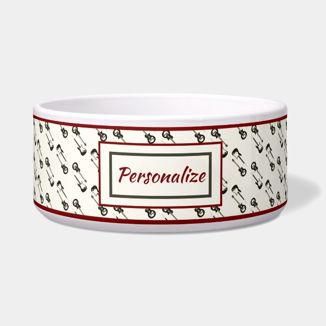 エレキギター楽器パタン猫犬 ボウル (正面)