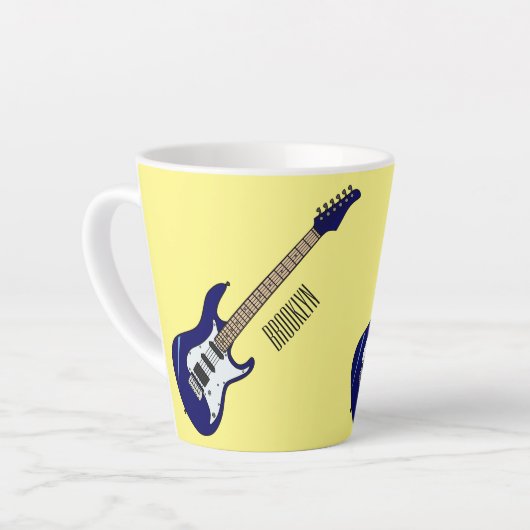 エレキギター漫画イラストレーション カフェラテマグ (左アングル)