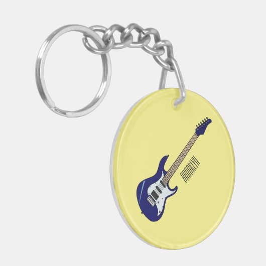 エレキギター漫画イラストレーション キーホルダー (正面左)