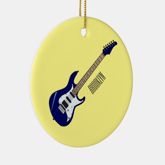 エレキギター漫画イラストレーション セラミックオーナメント (右)