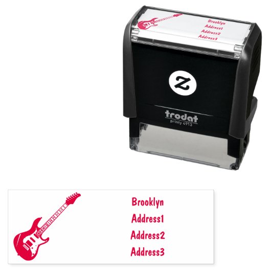 エレキギター漫画イラストレーション セルフインキングスタンプ (インサイチュ)