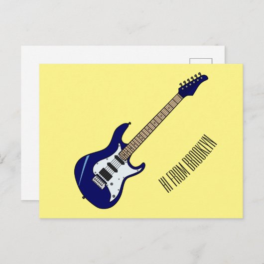 エレキギター漫画イラストレーション ポストカード (正面/裏面)