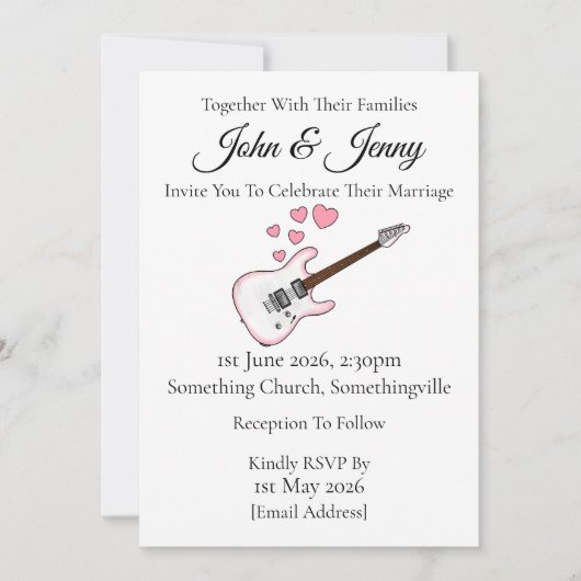 エレキギター結婚式招待状ミュージシャン 招待状 (正面)