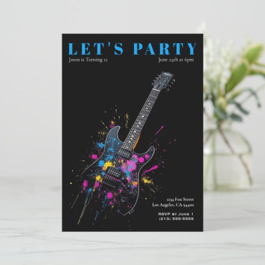 エレキギター誕生日パーティーへの招待 招待状 (スタンド正面)