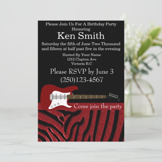 エレキギター誕生日招待状#8 招待状 (スタンド正面)