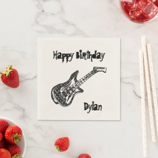 エレキギター誕生日 スタンダードカクテルナプキン (インサイチュ)