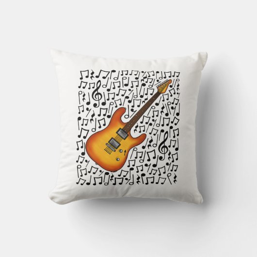 エレキギター音符ギタリストミュージシャン クッション (正面)