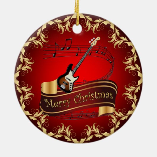 エレキギター01-ミュージカルスクロール – メリークリスマス～ セラミックオーナメント (裏面)