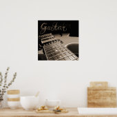 エレキギター2 – ブラウン ポスター (キッチン)