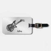 エレキギター・オン・シルバーパーソナル ラゲッジタグ (正面横)