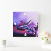 エレキギター スクエア壁時計 (ホーム)