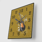 エレキギター スクエア壁時計 (傾斜)