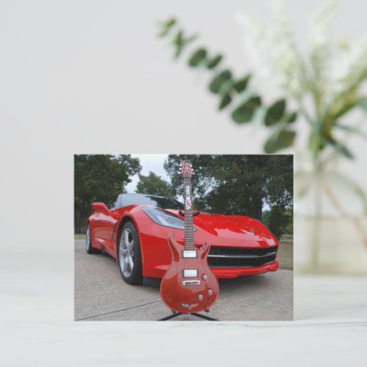エレキギター&スポーツカー ポストカード (スタンド正面)