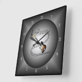 エレキギター~ミュージカルグローブ~ミュージカル楽器 スクエア壁時計 (傾斜)