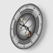 エレキギター~ミュージカルスクロールシルバースピーカー ラージ壁時計 (傾斜)