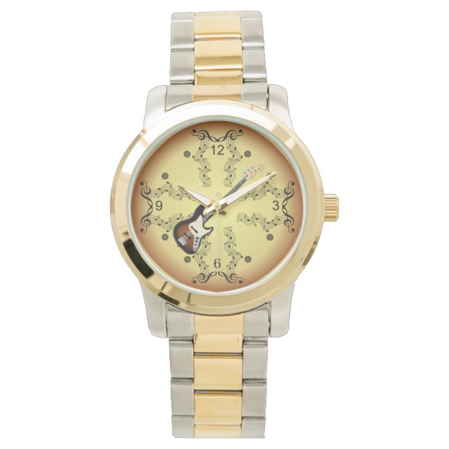 エレキギター～ミュージカル巻～ゴールデン背景～ 腕時計 (正面)